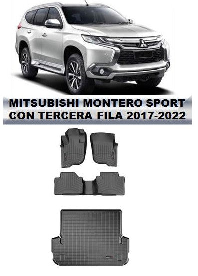 Alfombra WeatherTech primera, segunda fila y maleta para Mitsubishi Montero Sport 2017-2023