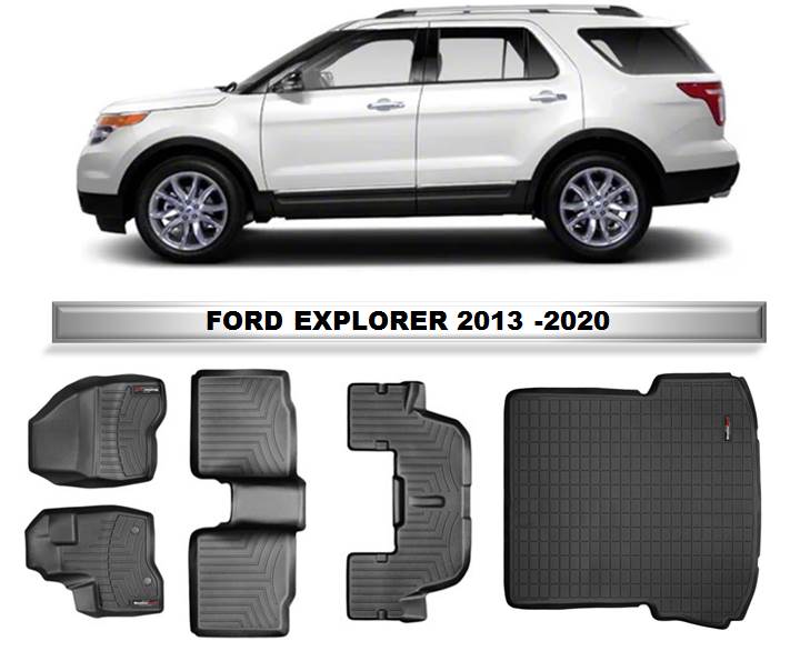 Alfombra WeatherTech primera, segunda, tercera fila y maleta para Ford Explorer 2011-2019