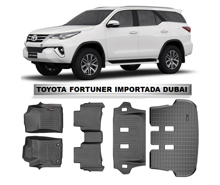 Alfombra WeatherTech primera, segunda, tercera fila y maleta para Toyota Fortuner Dubai 2015-2024