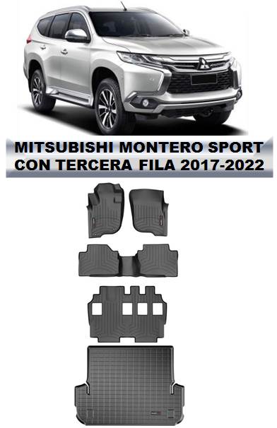 Alfombra WeatherTech primera, segunda, tercera fila y maleta para Mitsubishi Montero Sport 2017-2023